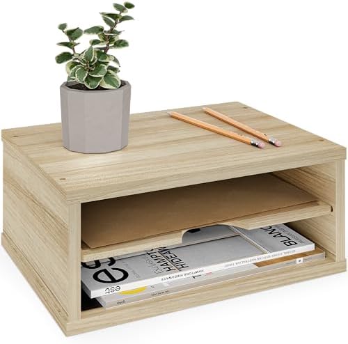 Ballucci 2-Tier Wooden Desk Organizer, Office Desk Organization, Mail Sorter, Paper Tray, File Folder Holder, Desktop Paper Organizer, Desk Organizers and Accessories, Natural Wood by Ballucci