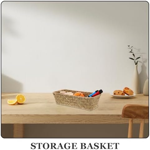 2pcs Large-capacity Woven Straw Storage Baskets for Home and Indoor Storage, Minimalist Khaki Desktop Organizer for Makeup and Small Items, Elegant Handwoven Decorative Baskets - Image 6