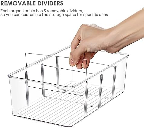 Vtopmart 6 Pack Food Storage Organizer Bins, Clear Plastic, 4 Compartments - Image 3