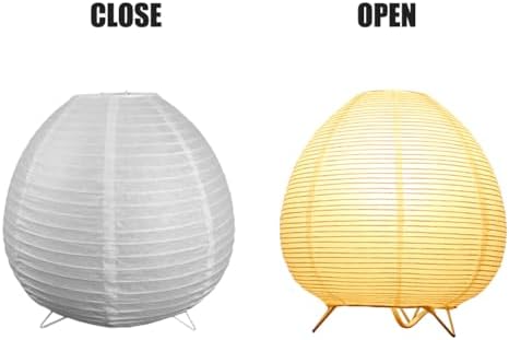 Small Table Lamp, Cute Paper Lamp, Ambient Lighting Lamp, Cozy Bedside Lamp, Minimalist Warm Glow Light for Bedroom Living Room Kids Room Dorm (White, 8inch) - Image 5