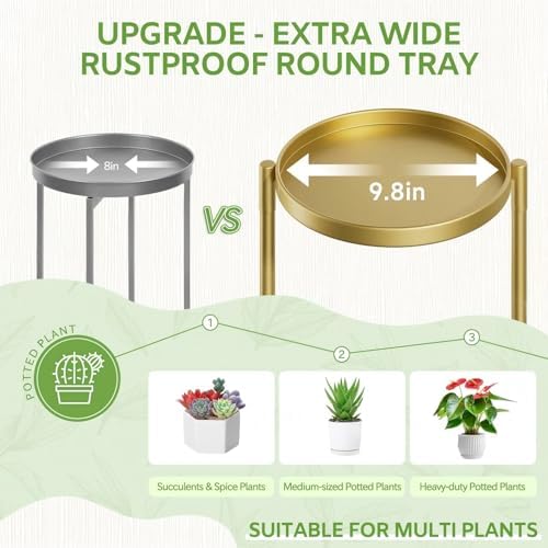 iDavosic.ly 5 Tier Large Plant Stand Indoor Outdoor, 10 In Wide Tray, Gold - Image 3