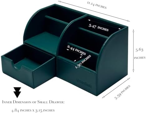 UnionBasic Desk Organizer - Multifunctional Leather Desktop Pen Holder Storage Box - Business Card/Pen/Pencil/Mobile Phone/Stationery Holder - Image 6