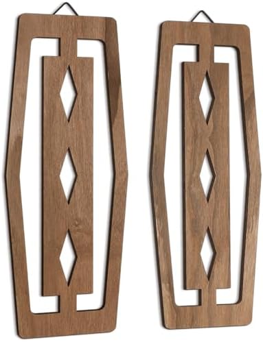 CroBlissful 2 Pcs Modern Mid Century Wall Art Wood, Dark Brown by CroBlissful