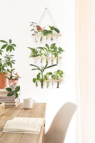 Mkono Plant Propagation Station, 3 Tier Beige Wall Hanging Vase Test Tubes - Image 2