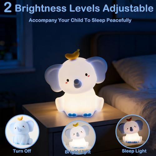 Elephant Lamp, Elephant Cute Night Light Gifts, Rechargeable Bedside Nightlight, Dimmable Squishy Silicone Animal Touch Lamp, Baby Room Decor, Small Night Light for Kids Teens Boys Girls Lovers - Image 3