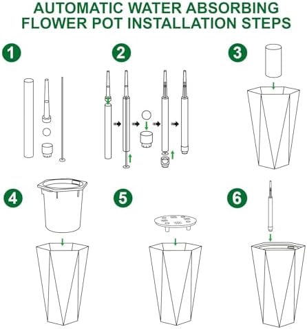 22.5" Tall Planters Set of 2, Self-Watering Planter, Outdoor Planters - Image 5