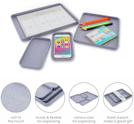 Welaxy EDC Catchall Desk Organizer 4-Piece Felt Tray Nightstand Caddy - Image 5