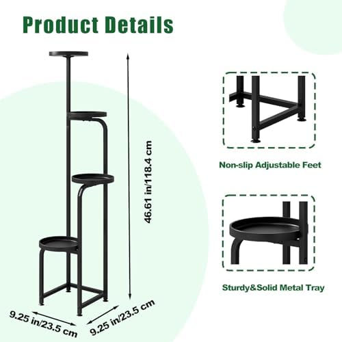 INGIORDAR Plant Stand Indoor Outdoor Corner Tall Plant Shelf 4 Tier Metal - Image 4