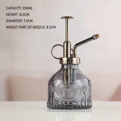Plant Mister in Glass 200ML, Small Spray Bottle with Plastic Top Pump, Fine Mist Decorative Sprayer Tiny Watering Can Gift for Indoor Outdoor Succulent House Plant (DEEP Grey) - Image 3