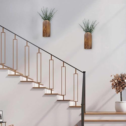 Wooden Wall Planter Vase Set of 2, Boho Hanging Planter for Indoor Plants & Flowers, Natural Wood Wall-Mounted Planters for Art Home Decor - Living Room, Bedroom, Bathroom, Patio (Brown) - Image 6