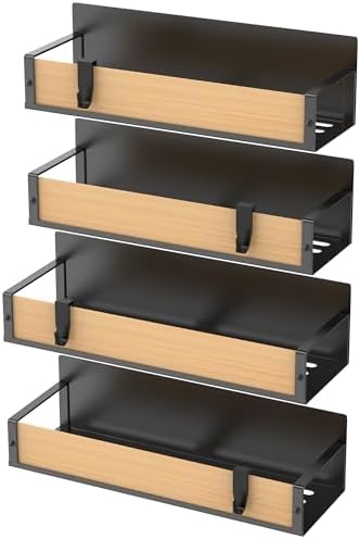 HuggieGems 4 Pack Magnetic Spice Storage Rack Organizer for Refrigerator and Oven, Wood Fridge Organizers and Storage - Image 5