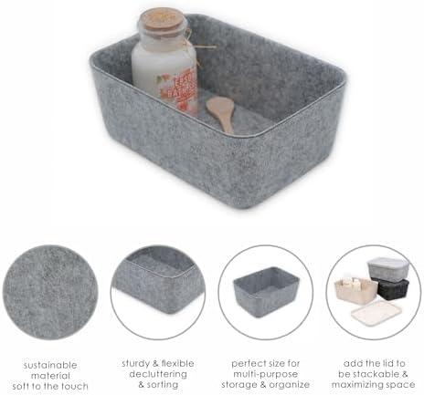 Welaxy Office Felt Deep Storage Bin Desk Drawer Organizer Caddy Gray - Image 5