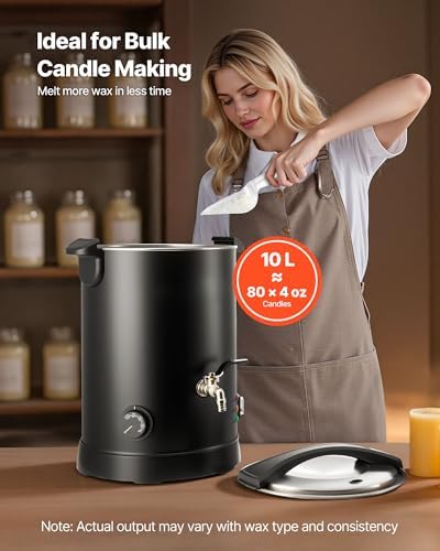VEVOR 20Lbs Wax Melter for Candle Making, Fast and Even Heating, with Easy Pour Spout and Temperature Control, Hourglass Base for Non-Stick Smooth Flow, Wax Melting Pot for Making Candles Soaps - Image 4