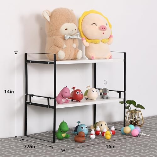 YGYQZ Desk Shelf Organizer, 2-Tier Desktop Bookshelf, Black & White - Image 3