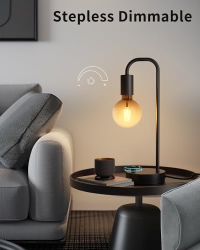 ONEWISH Industrial Table Lamp for Bedroom, Fully Dimmable Modern Bedside Lamps with 2700K Warm Light Bulb for Kids Reading, Minimalist Nightstand Lamps for Living Room, Office (Bulb Included) - Image 2