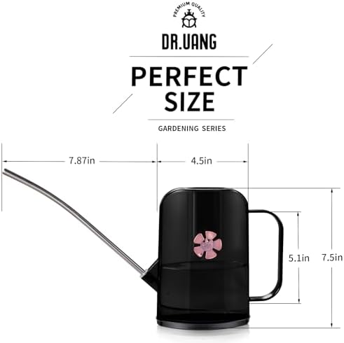 Watering Can Indoor for House Plants Small Watering cans with Long Spout Flower Model Sprinkler Head 1.2L (Black Coffee, 1.2L) - Image 2