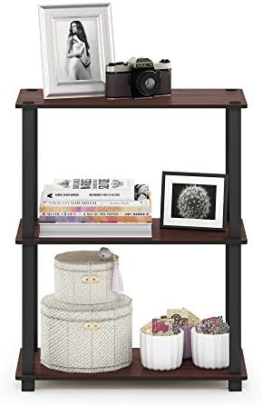Furinno TURN-S-TUBE Storage Shelves, 3-Tier Book Shelf, Corner Shelf, Toolless Open Shelves, for Organization and Storage, Living Room, Garage, Home Office, Dark Cherry - Image 5