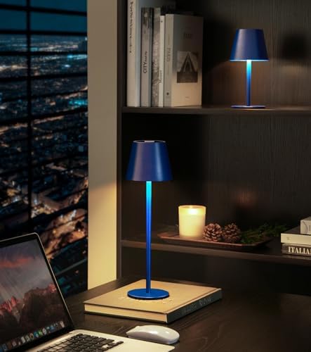 3 Pack Cordless Table Lamp, Portable Battery Operated Lamp with 3 Color Temps and Stepless Dimming, Rechargeable Table Lamp for Dinner, Desk, Cafe, Outdoor (Navy Blue) - Image 2