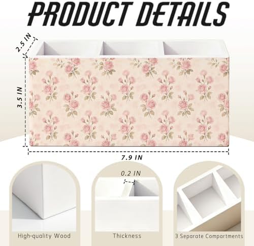 Pink Rose Flower Pen Pencil Holder for Desk Decor - Image 2