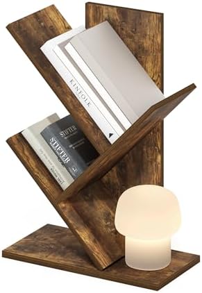 Furinno Tree Book Shelf, 3-Tier Bookshelf with Angled Open Shelf, Tree Bookcase for Room Decor, 8.4 x 15.7 x 21.3, for Organization and Storage, for Living Room, Bedroom, Home Office, Amber Pine by Furinno-FitsYourSpaceFitsYourBudget