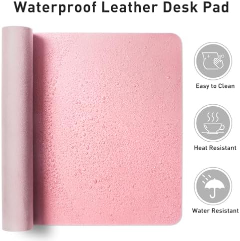 Aothia Leather Desk Pad Protector, Mouse Pad, Office Desk Mat, Non-Slip PU Leather Desk Blotter, Laptop Desk Pad, Waterproof Desk Writing Pad for Office and Home (23.6" x 13.7", Fairy Pink) - Image 6