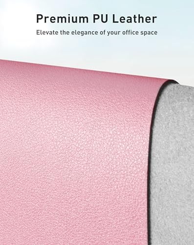 Aothia Faux Leather Desk Mat - Large Mouse Pad, Non-Slip PU Leather Blotter, Waterproof Writing Surface for Office and Home (Fairy Pink, 42" x 17") - Image 2