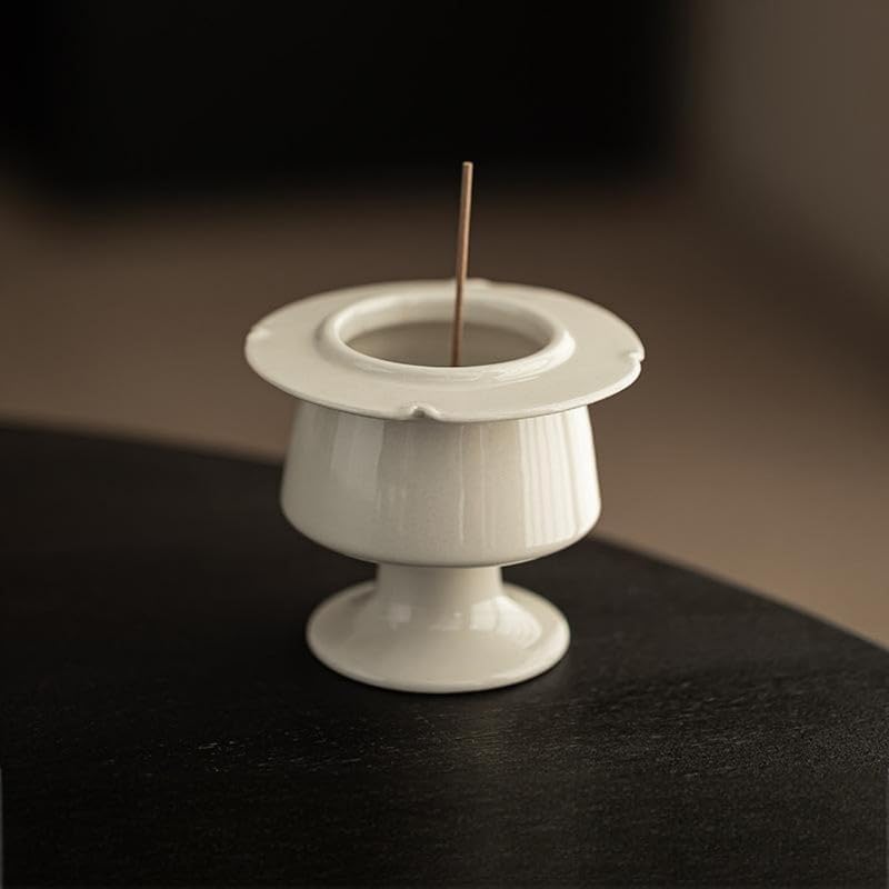 Incense Holder Modern Minimalist Circular Incense Stick Burner for Cones or Sticks for Yoga & Meditation, Enhance Atmosphere,Ceramic Ash Catcher White-2 by Warmself