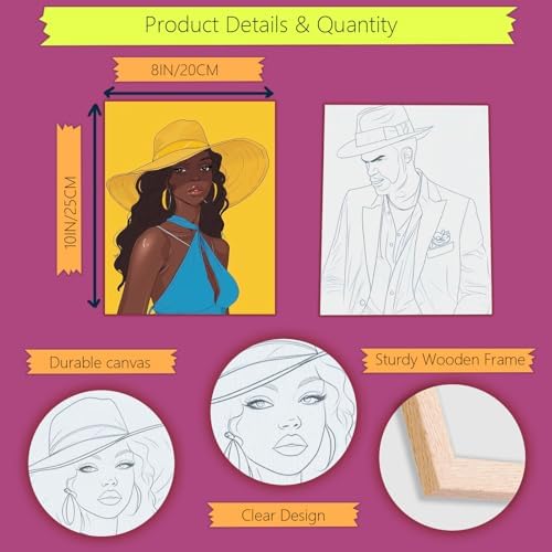 2 Pcs Sip and Paint Kit for Adults Couples – Date Night Painting Set with Pre-Drawn Canvases, Paints, Brushes, and Easels – (Bold Couple) - Image 2