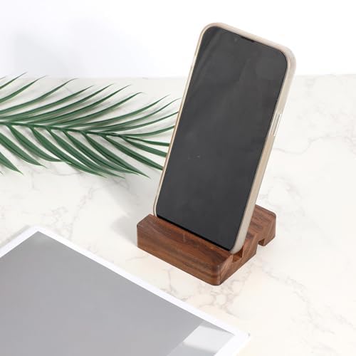 Wood Phone Stand, Portable Square Dual-Slot Mobile Phone Holder Countertop Desk Wood Cellphone Organizer for Kitchen Bathroom Office Accessory - Image 6