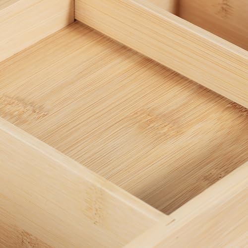 Relaxdays Bamboo Desk Organiser, 2 Drawers, 3 Compartments, H x W x D: 12 x 24 x 14.5 cm, Office Organiser, Natural - Image 6
