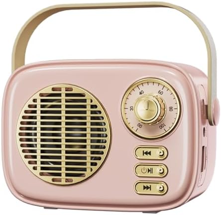 Retro Bluetooth Speaker, Gifts for Teen Girls, Mini Vintage Room Decor Pink by DosmixWirelessSmartLife