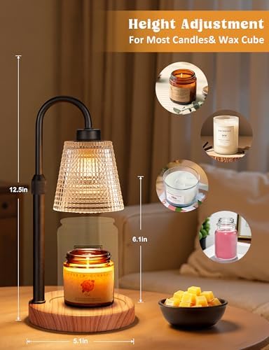 Innqoo Rustic Candle Warmer Lamp with Timer, Dimmable Candle Warmer for Jar Candles, Height Adjustable Wax Melts Warmer, Birthday Gifts for Women Mom, House Warming Gifts New Home Decor - Image 3