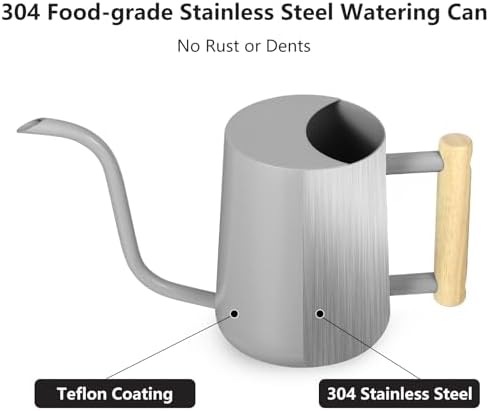 Watering Can Indoor Plants, 35oz Small Indoor Stainless Steel Metal Watering Can Modern Decorative Watering Pot with Long Spout for Indoor House Plant Bonsai Garden Flowers (Gray) - Image 5