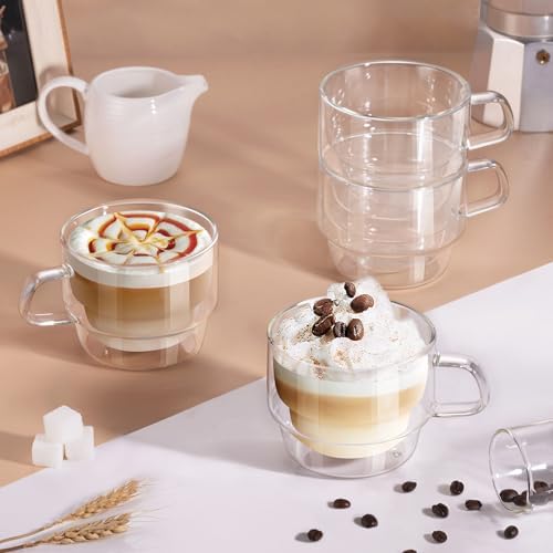 glastal 12oz Double-Wall Latte Espresso Macchiato Coffee Glasses Set of 4 - Image 5