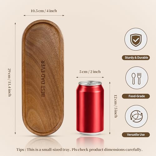 Small Wooden Tray | Acacia Wood Serving Tray for Father Vanity Tray for Men - Image 3