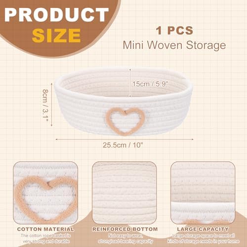 uxcell Rectangular Rope Basket 10x5.9x3.1inch Small Woven Baskets - Image 2