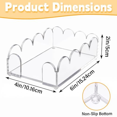 Acrylic Sticky Note Holder 4x6 Inch - Clear Scalloped Cute Note Pad Holder & Sticky Notes Dispenser, Aesthetic Desk Organizer for Office School Home, Memo Pad Holder Desk Accessories - Image 2