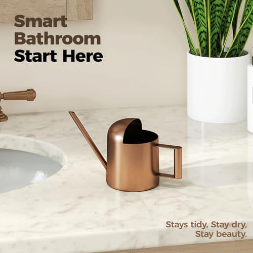 Bamworld Small Watering Can Indoor Outdoor Plant Metal Stainless Steel Long Spoutt Flowers Watering Cans for House Garden Plants 10OZ Watering Bottle Cute Decorative for Bonsai(Bronze) - Image 5