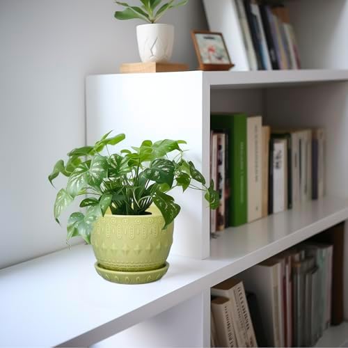 G EPGardening Ceramic Planter 5.5 Inch, Boho Plant Pot Indoor, Green - Image 5