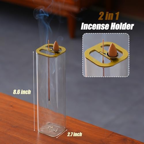 Ceremony Incense Holder, 2 in 1 Incense Burner for Sticks, Ash-Proof Glass Incense Burner for Meditation Yoga Spa Room Decor (2 in 1 Square) Ceremony Incense Holder, 2 in 1 - Image 4