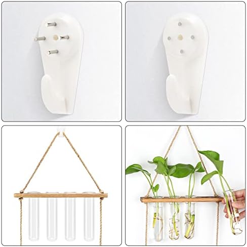 Hyindoor Wall Hanging Planter Terrarium 2 Tired Test Tube Vase Glass Planter Plant Propagation Station Plant Hangers of Rope with Wooden Stand and 8 Tubes for Hydroponic Plant Cutting - Image 4