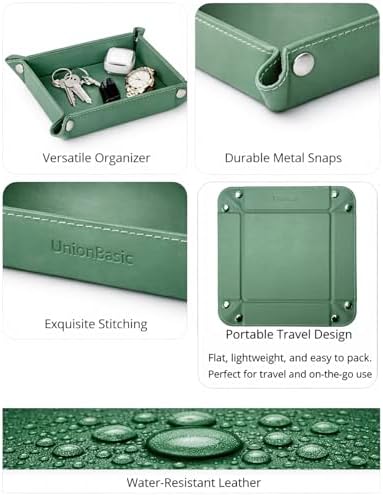UnionBasic Small Valet Tray, Jewelry Tray for Rings Watches Earrings, Entryway Catchall Caddy for Coins Keys Change, Nightstand Bedside Valet Holder, Trays for Electronic Gadgets, Malachite Green - Image 2
