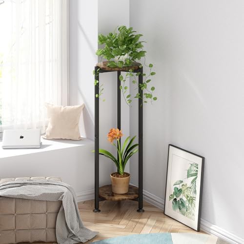 2 Tier Plant Stand Indoor Corner Tall Round Shape Plant Shelf - Image 4