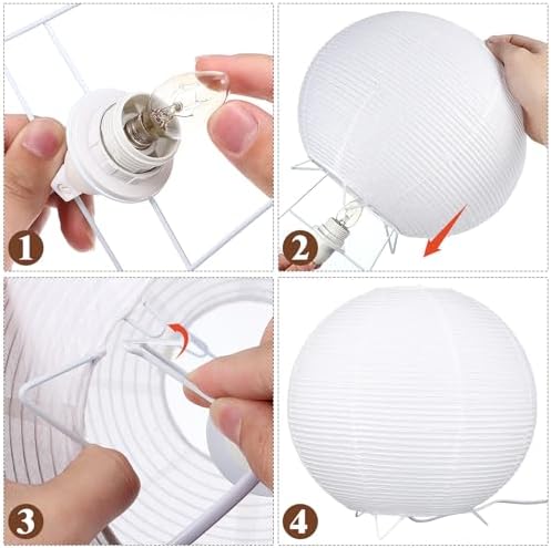 Totority Modern Paper Table Lamp, Japanese Lantern Style Bedside Night Light for Bedroom & Living Room, Minimalist Rice Paper Desk Lamp with Warm White E14 Bulb, Decorative Zen Home Lighting,US Plug - Image 6