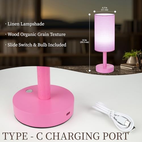LALISU Cordless Table Lamp, 3 Color Portable Battery Lamp Wood Base Touch - Image 5