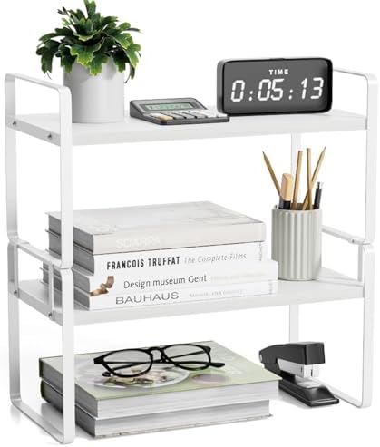 YGYQZ Desk Shelf Organizer, 2-Tier Desktop Bookshelf, White by YGYQZ