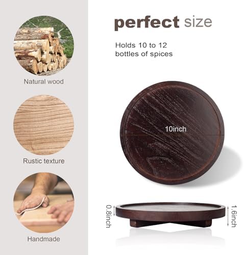 Round Decorative Tray Farmhouse Kitchen Decor Soap Dish, 10" Walnut - Image 6