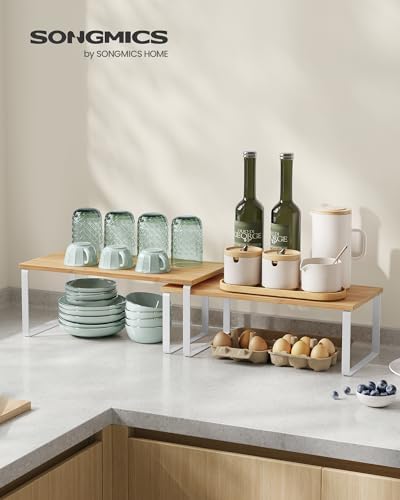 SONGMICS Cabinet Organizer Shelf, Set of 2 Spice Rack, Kitchen Storage - Image 2