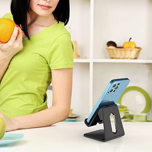 Crpich Acrylic Phone Stand, Ergonomic Design for Apple iPhone and Samsung Galaxy, Compatible with 4-8 Inch Screens, Black - Image 5