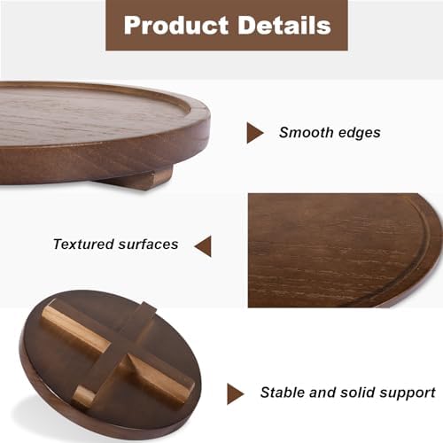 Round Decorative Tray Farmhouse Kitchen Decor Soap Dish, 9" Walnut - Image 6